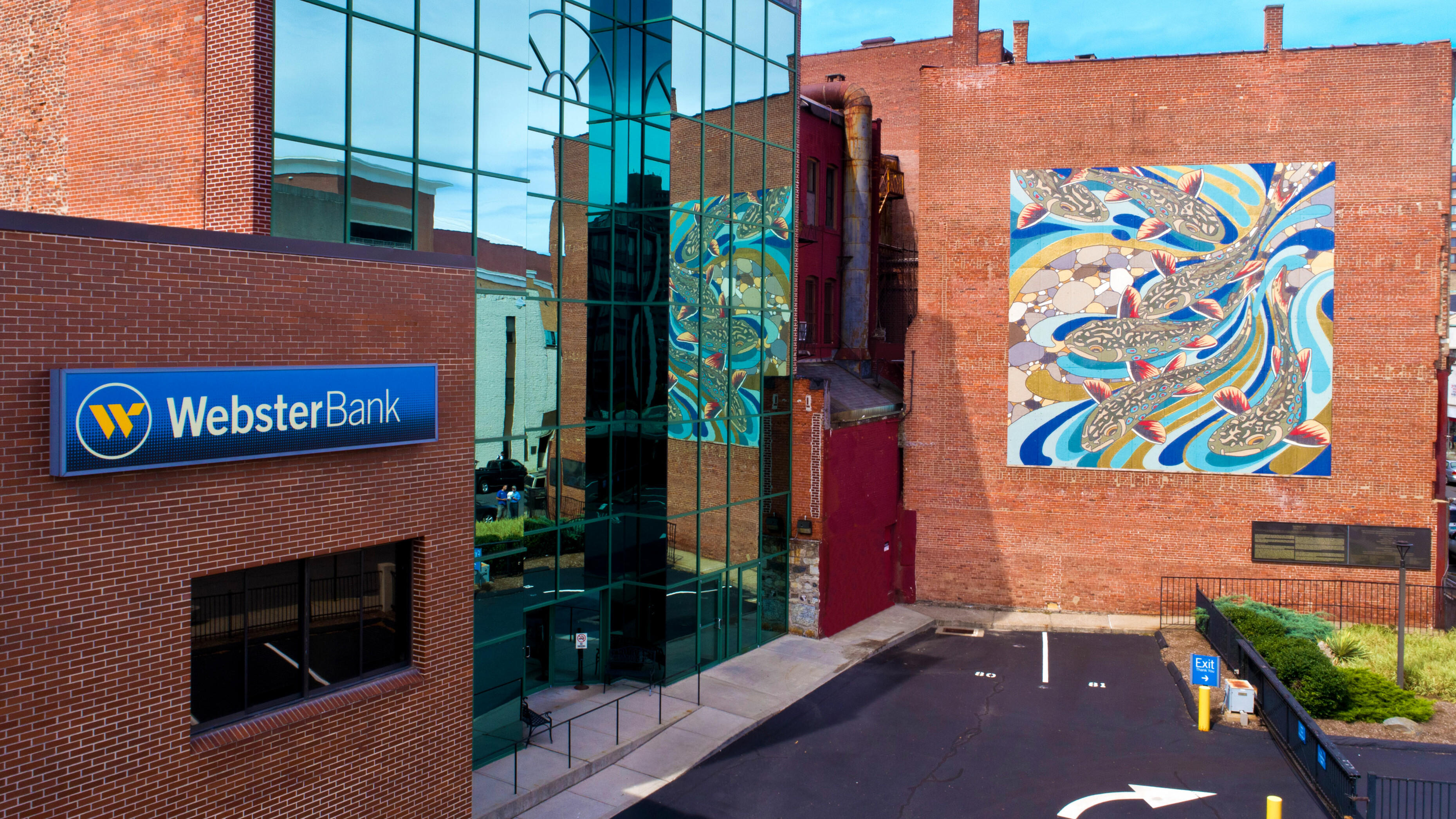 A public art mural on the side of a building in dowtown Waterbury, Connecticut.